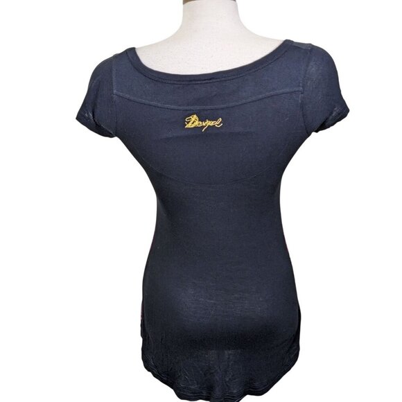 Desigual Womens Short Sleeve Tunic T Shirt Top Size S Artsy Art To Wear Longline - Picture 4 of 7